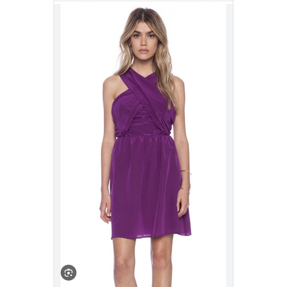 Amour Vert Ivonne Silk Criss Cross Front Dress In Fuchsia Size S Small‎ USA
